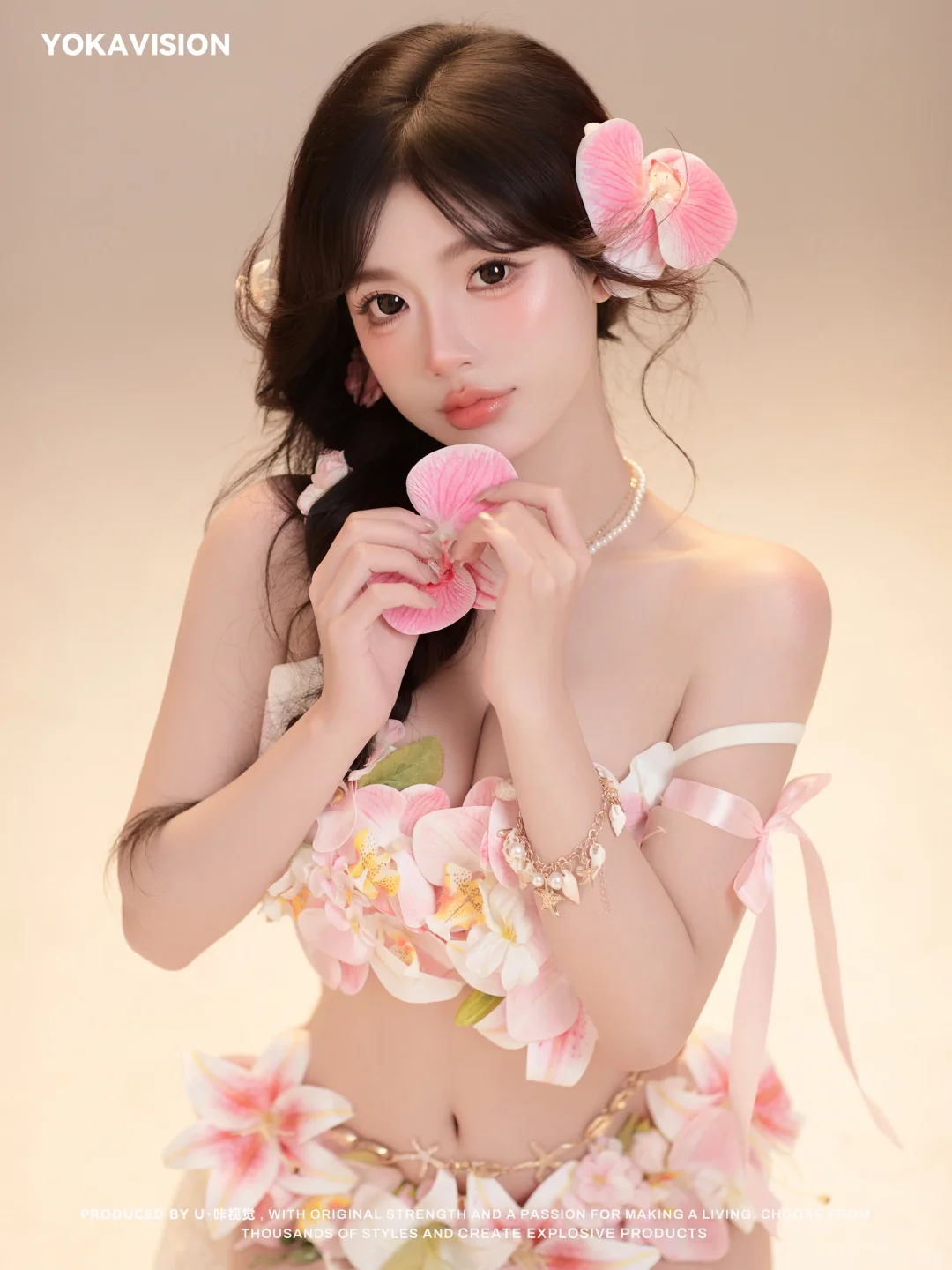 美的像ai一眼心动的蝴蝶兰少女写真
