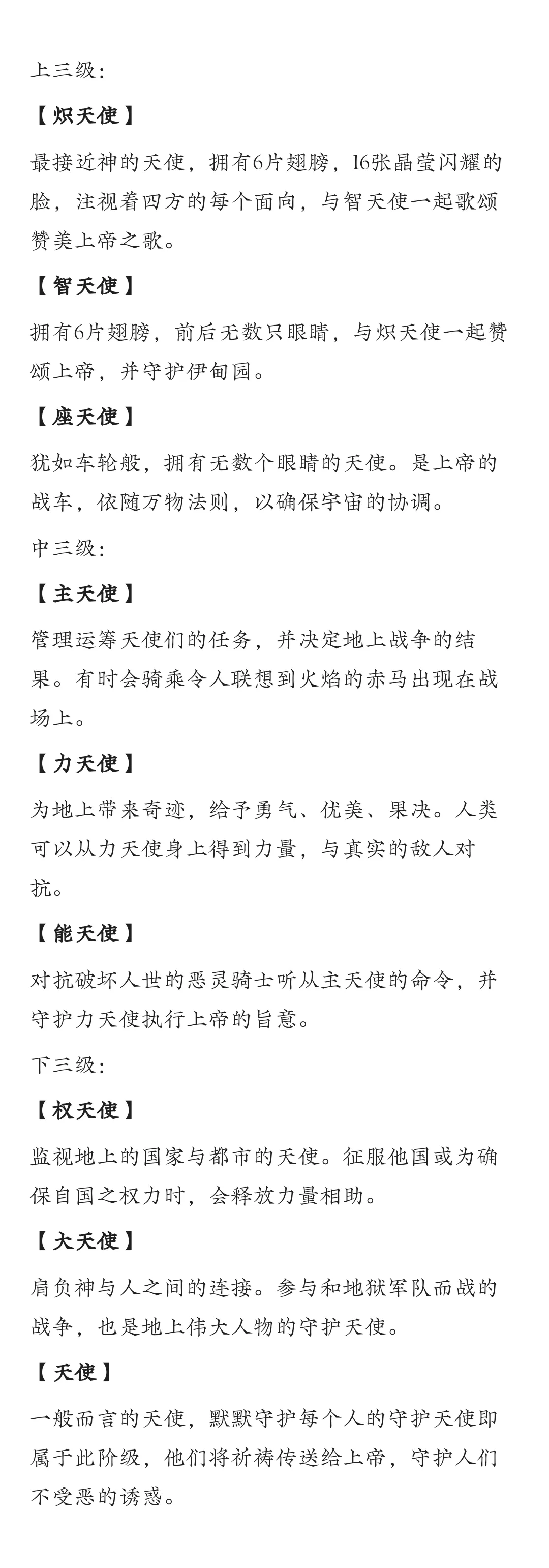 16张脸明亮闪耀——天使的等级划分