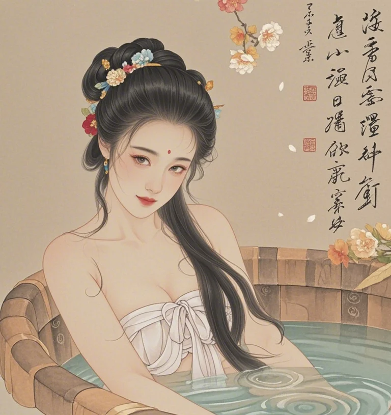 古风，沐浴的小潘娘子