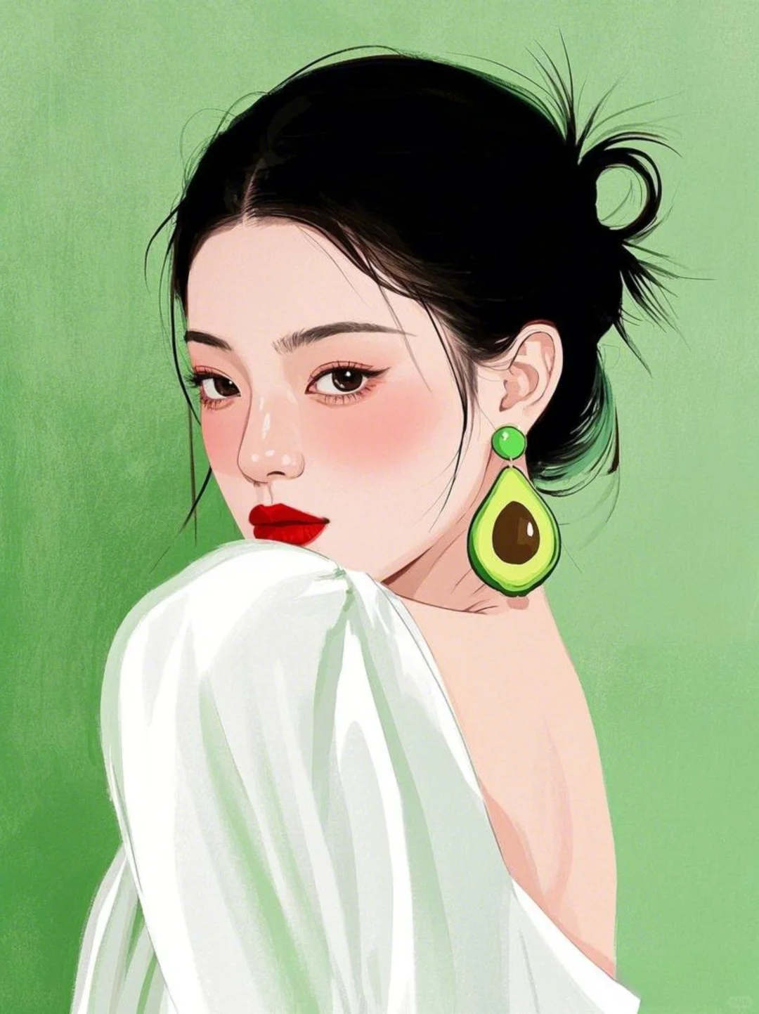 牛油果系列——扁平风人物插画