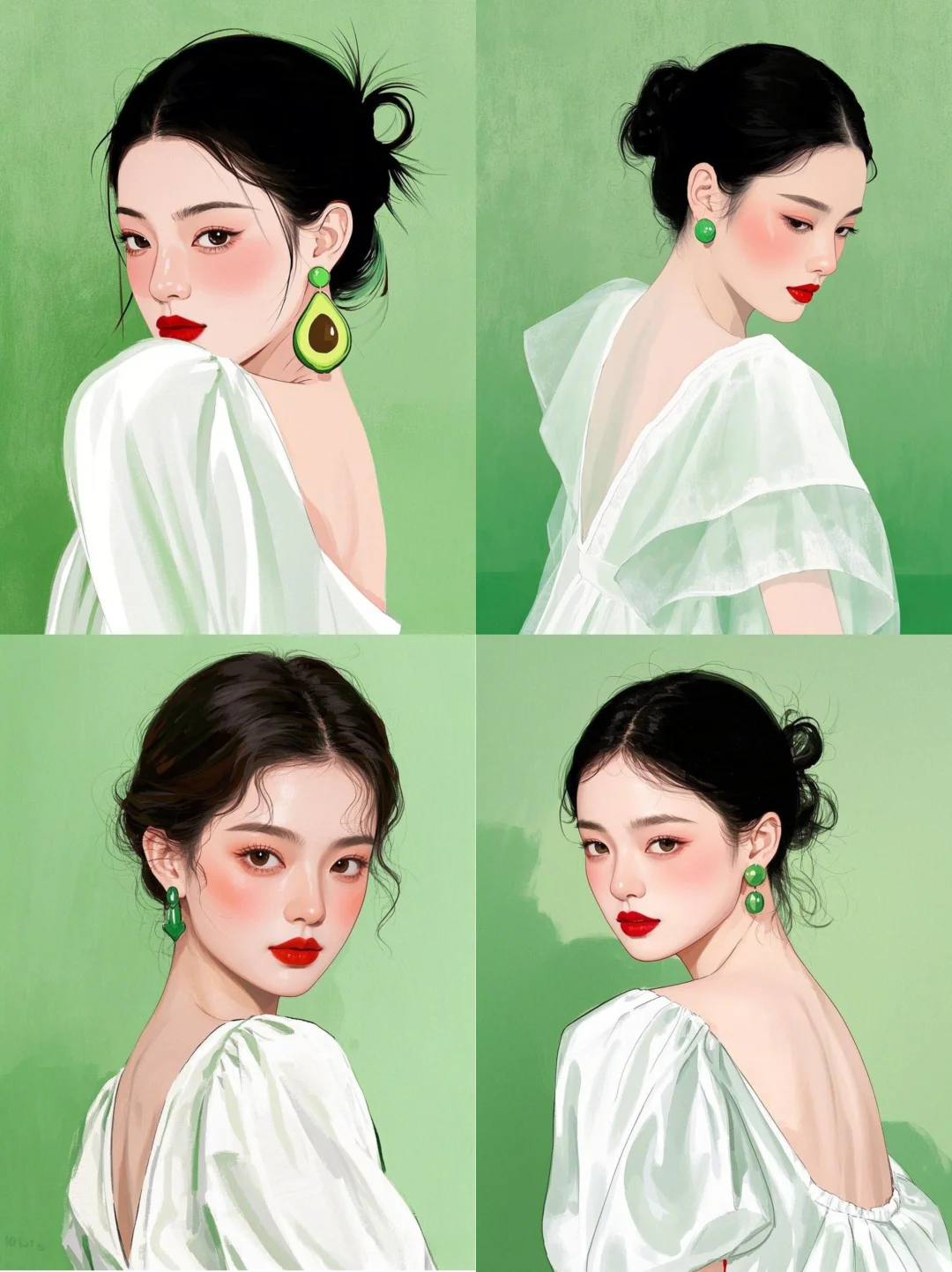 牛油果系列——扁平风人物插画