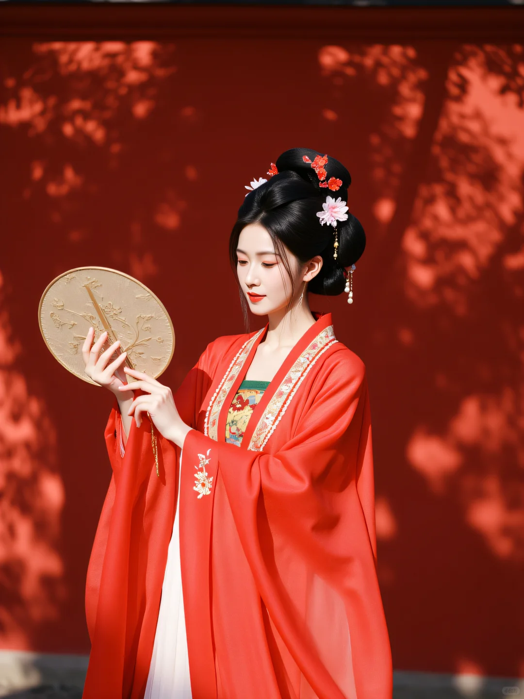 红墙映古韵，汉服舞风华。