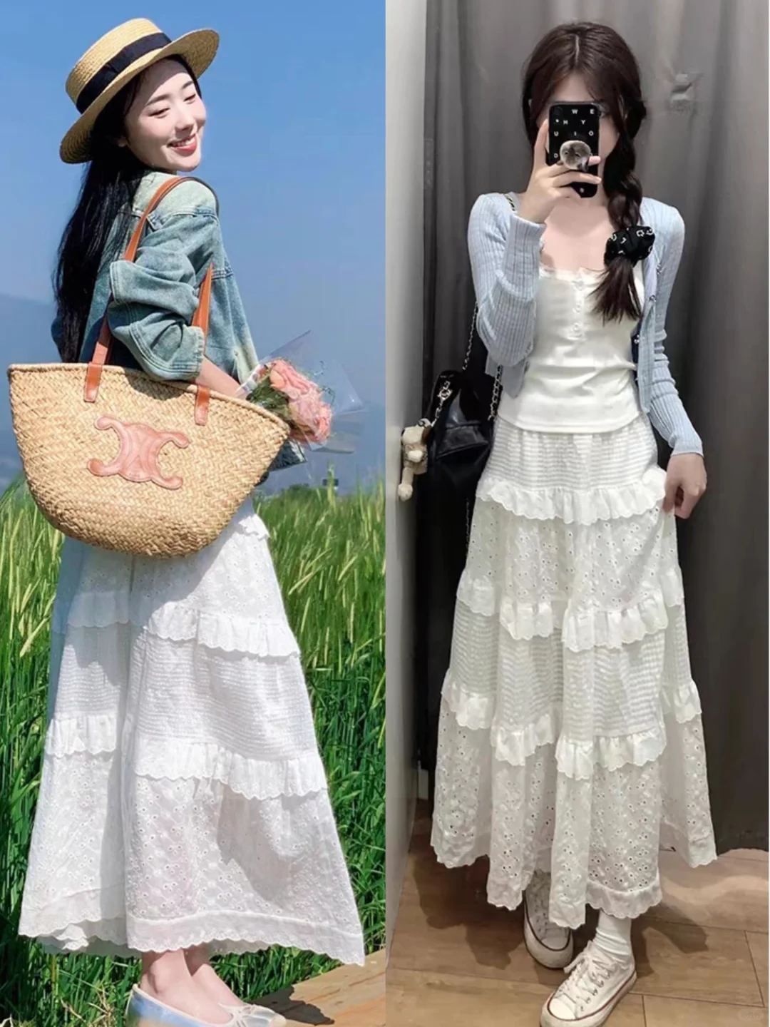 夏季女生半身裙减龄优雅穿搭让你显瘦又知性