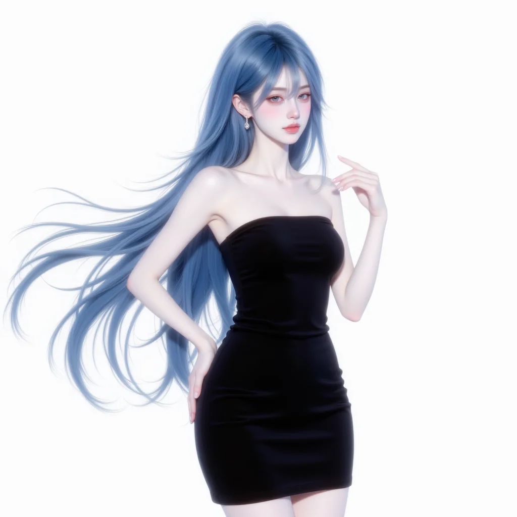 五张蓝发白底女头