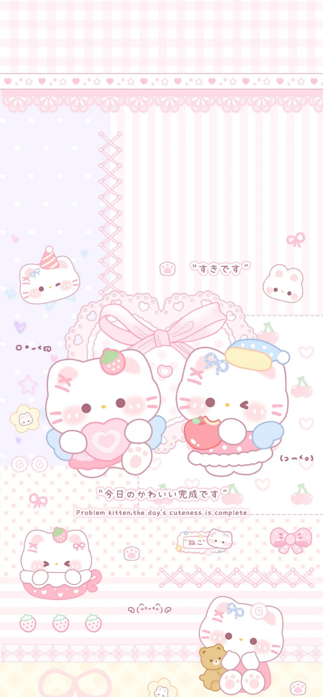 画了可爱粉嫩小猫拼贴壁纸🐱🎀