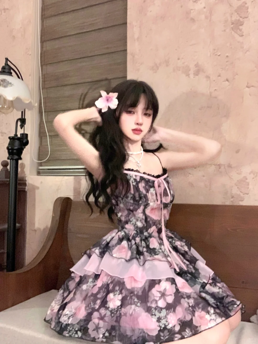 我勒个甜酷少女蓬蓬裙！黑粉蔷薇好绝美耶～
