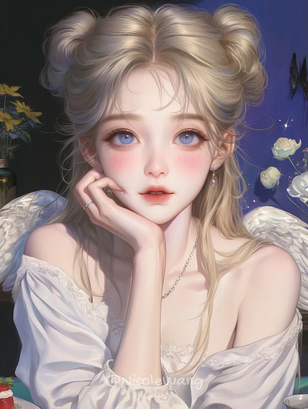 💙金发碧眼的纯洁天使，唯美梦幻花园🤍