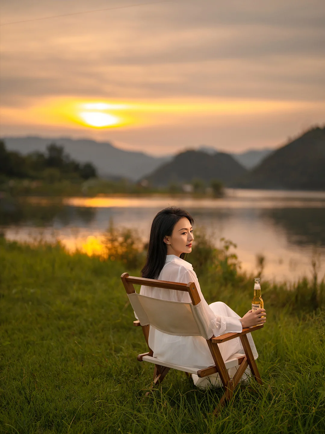 一张图和湖边日落合影🌅氛围感写真