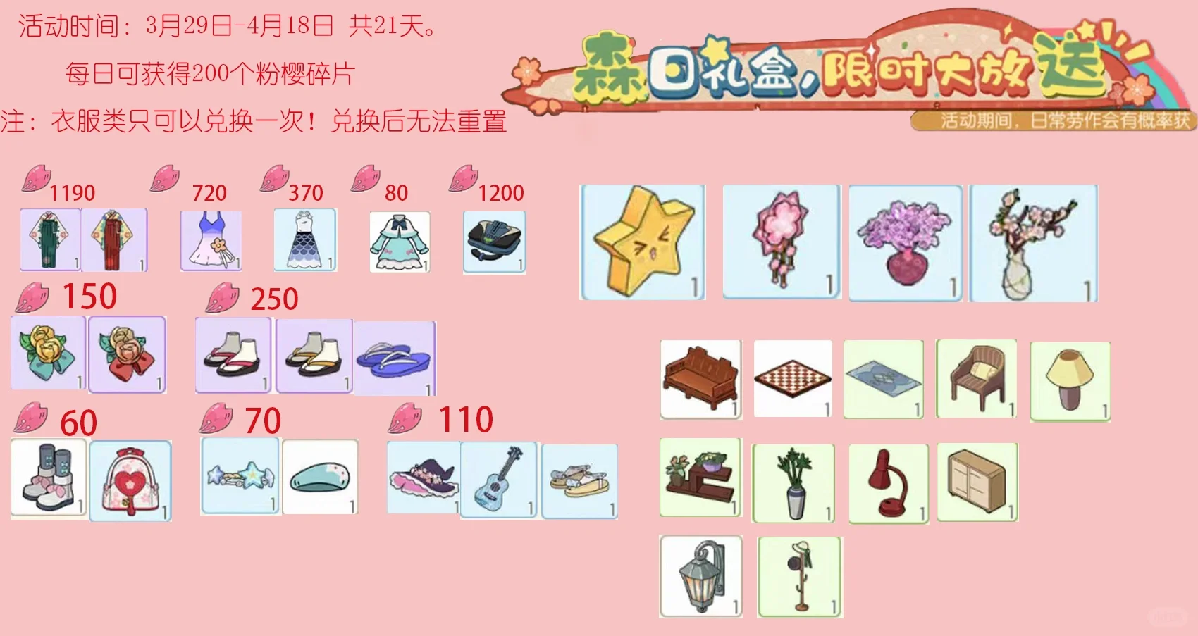 #小森生活 一个图看懂森日礼盒】该换啥！