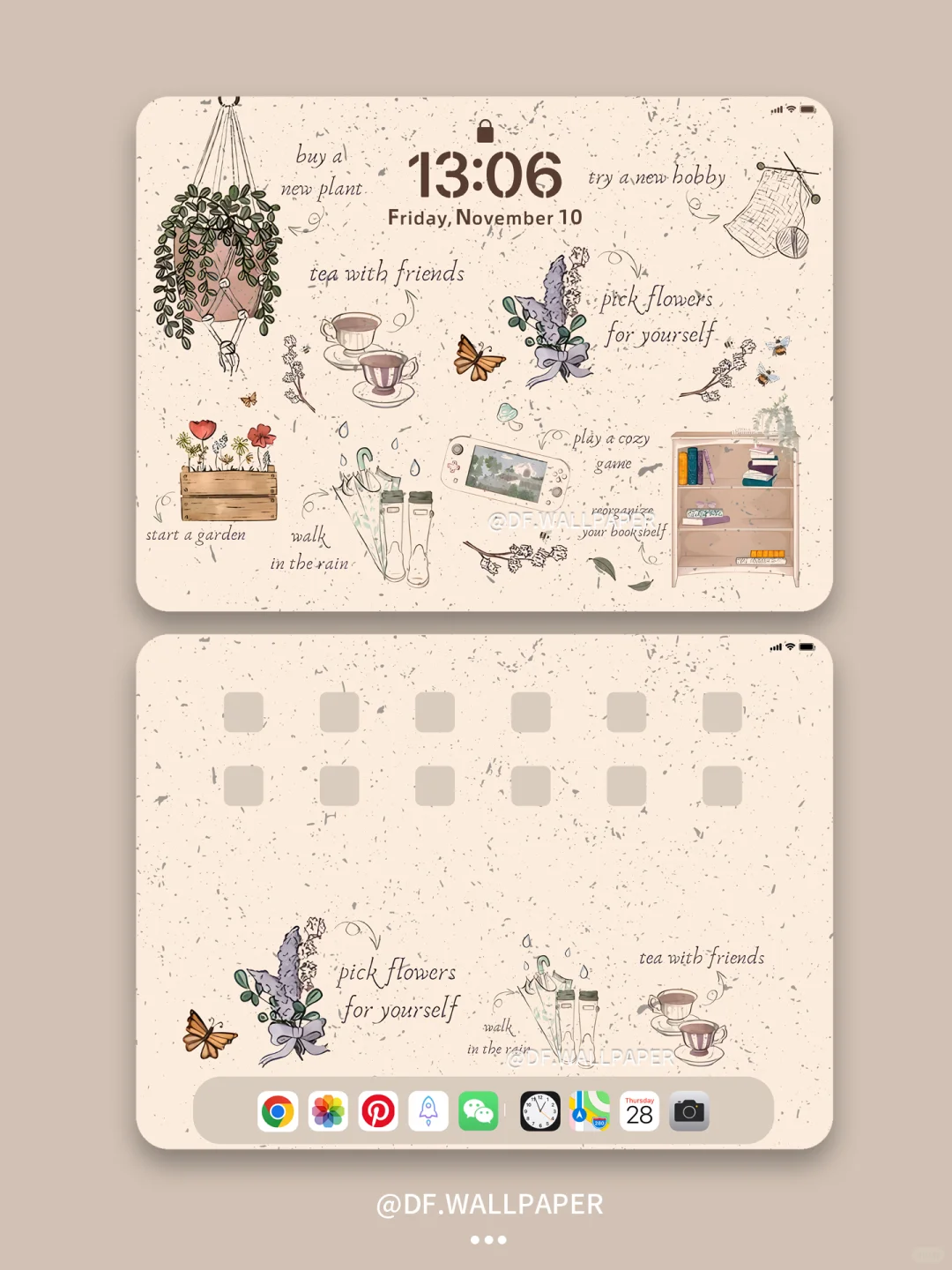 ipad壁纸｜为自己摘花｜INS风卡通壁纸