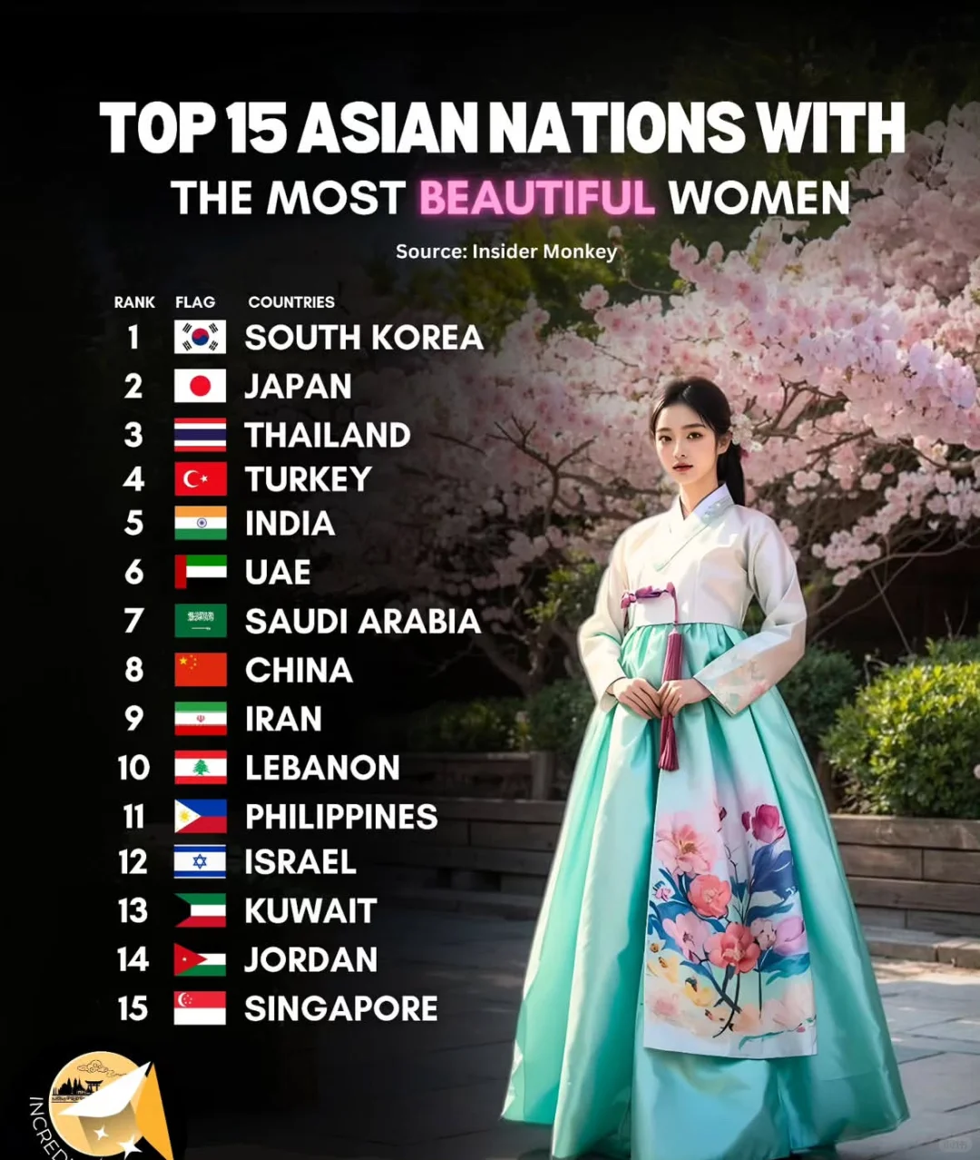 西方审美？美女最多的亚洲国家排名！