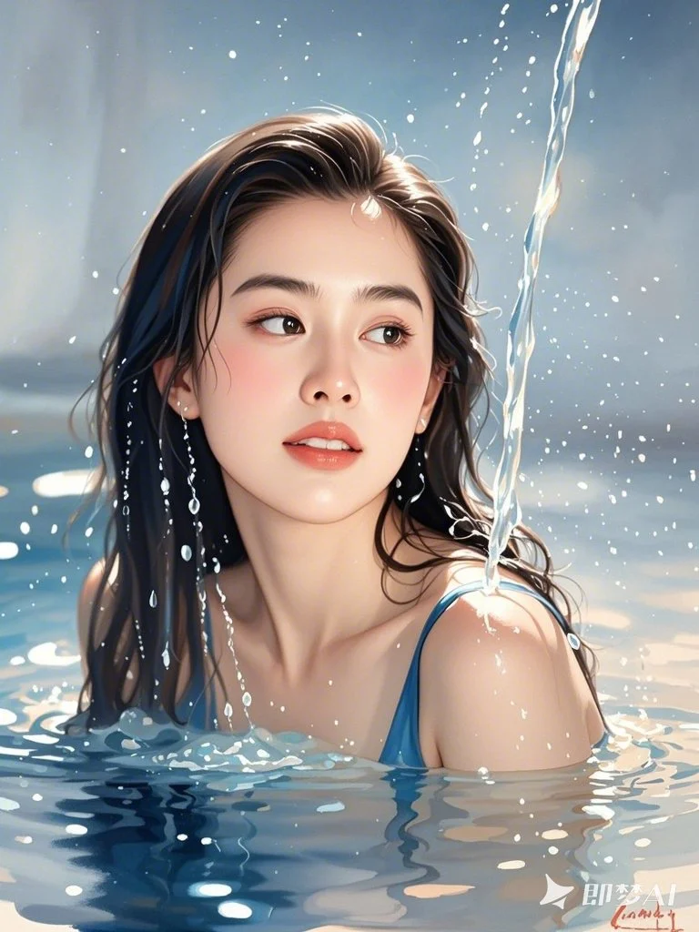 美人沐浴图