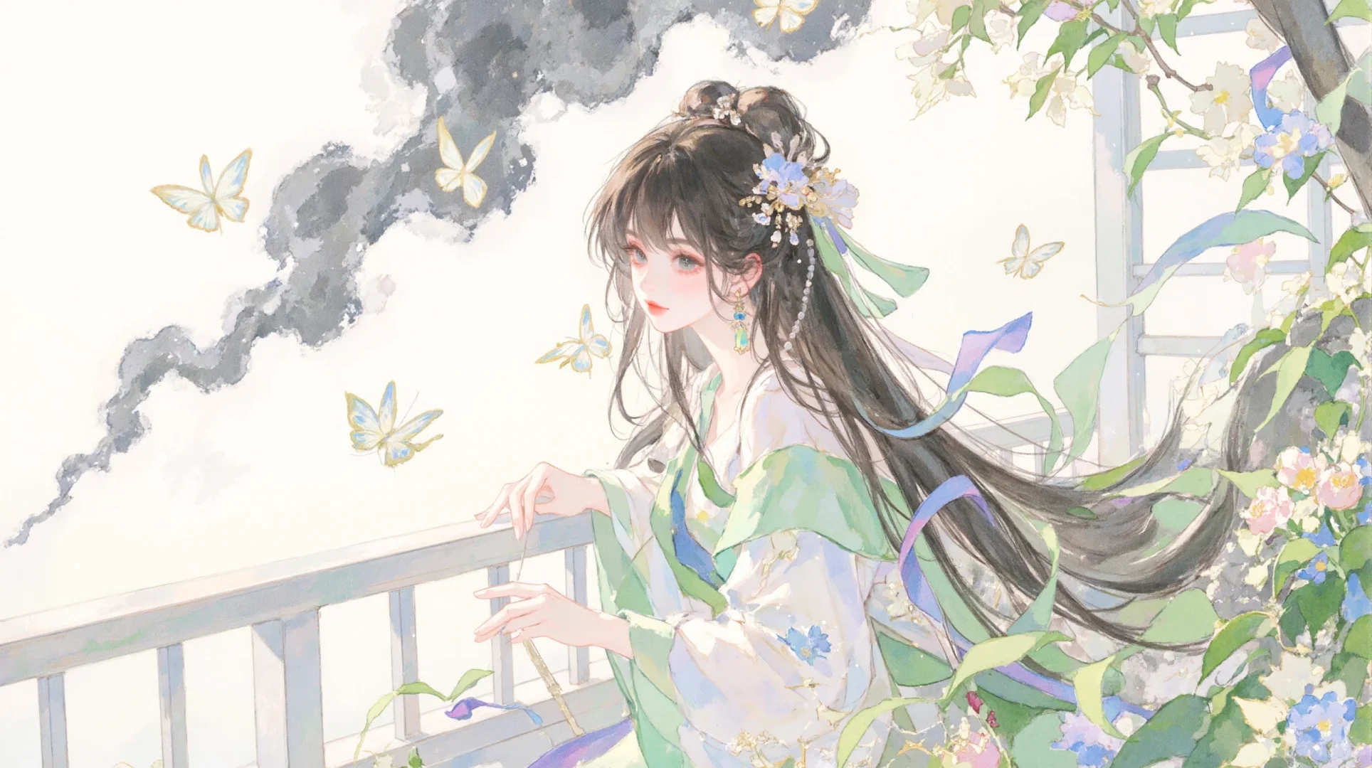 国风插画｜凭栏杆