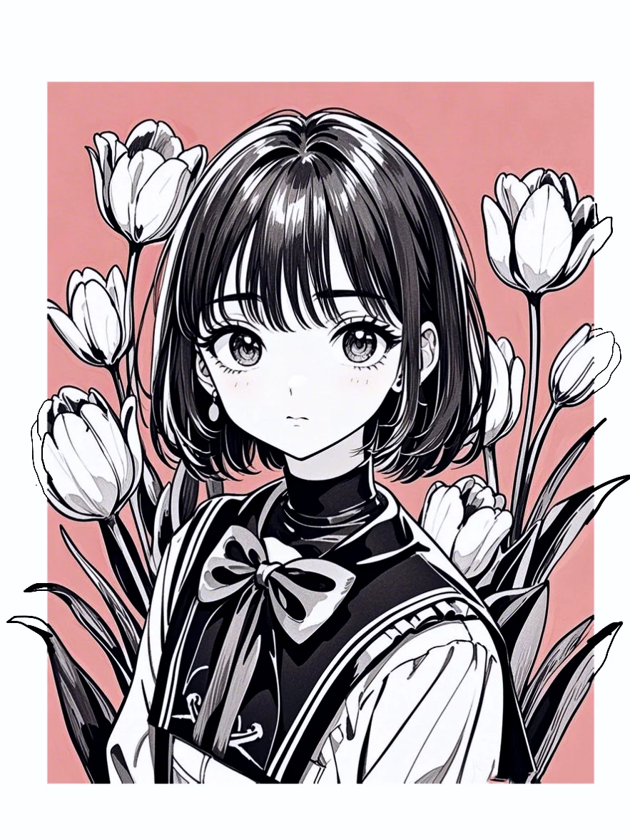 【动漫高阶黑白线描人物～】素材图
