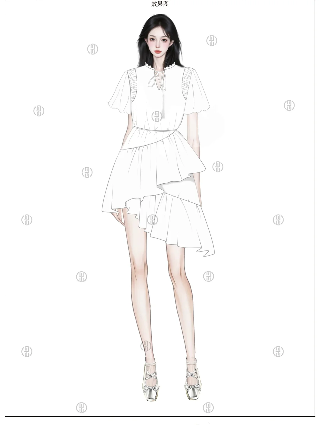 女装连衣裙款式图稿