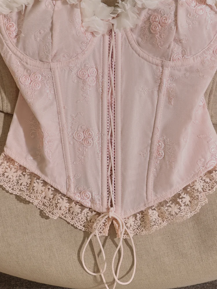 🌸粉色纯欲花朵蕾丝美胸神器👙