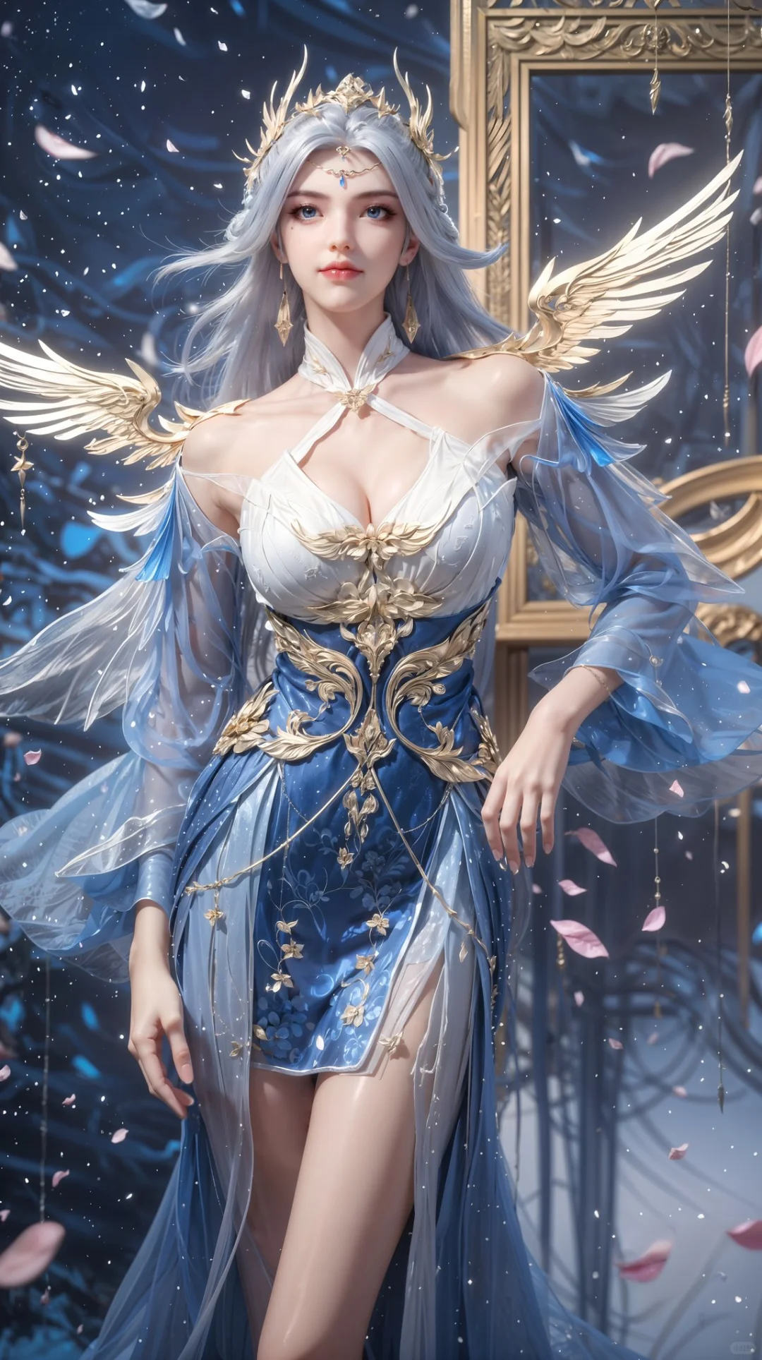 宁雨蝶 蓝纱长裙！仙女气息拉满！！