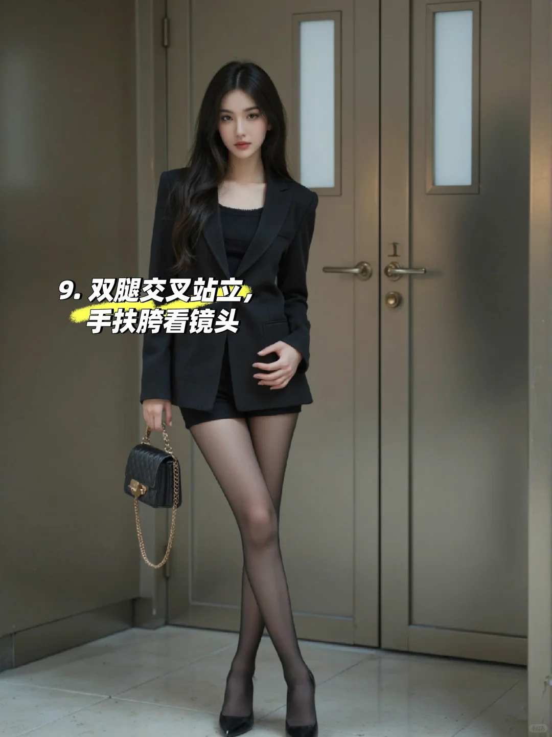 御姐风穿搭拍照姿势，又A又飒