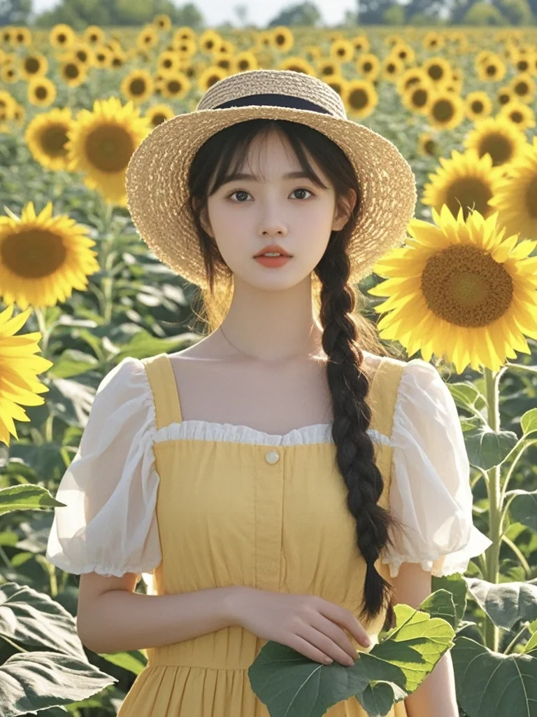 美女壁纸︳被向日葵环绕的清纯校花美翻了❗