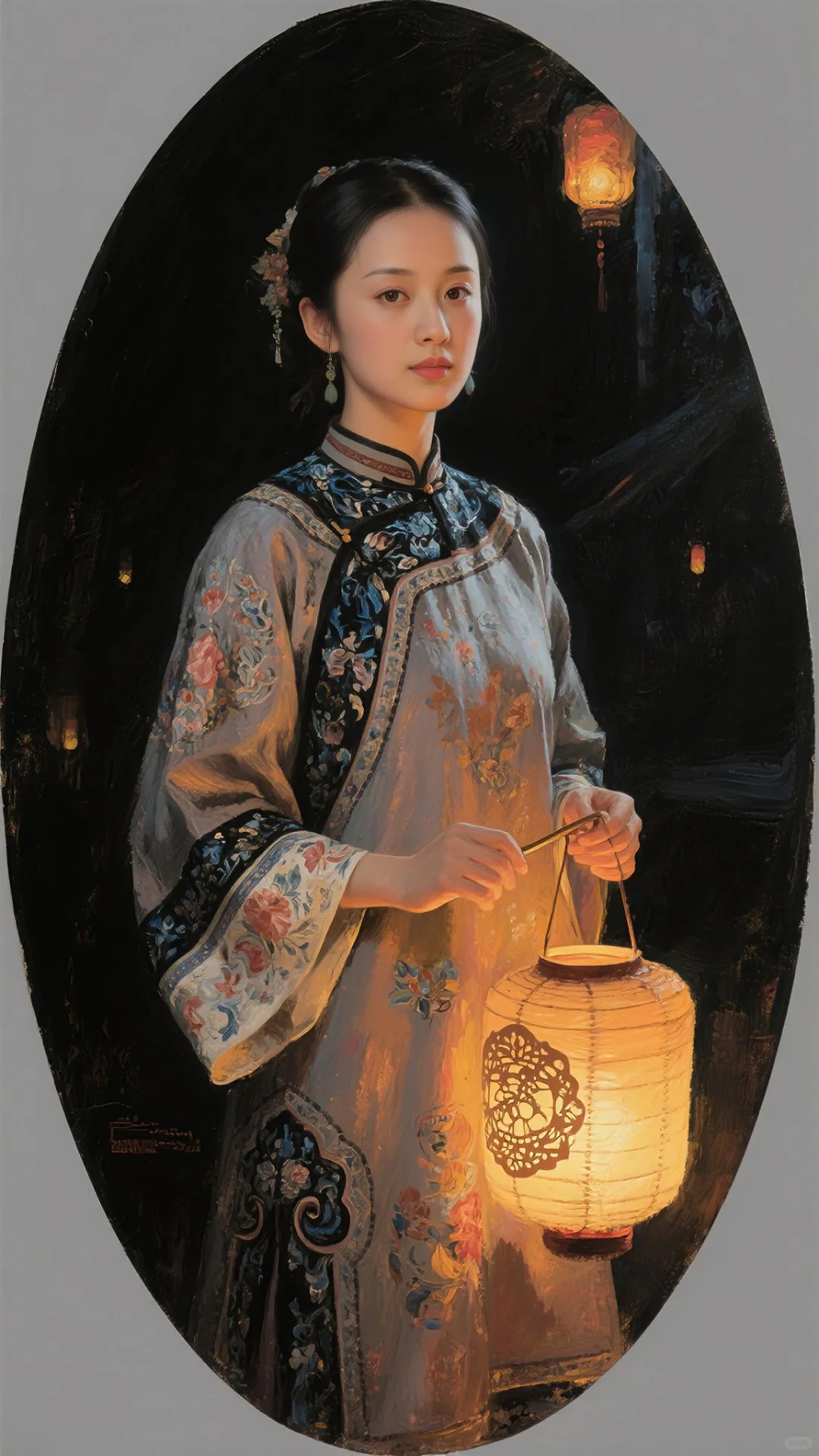 AI油画习作《一盏宫灯》
