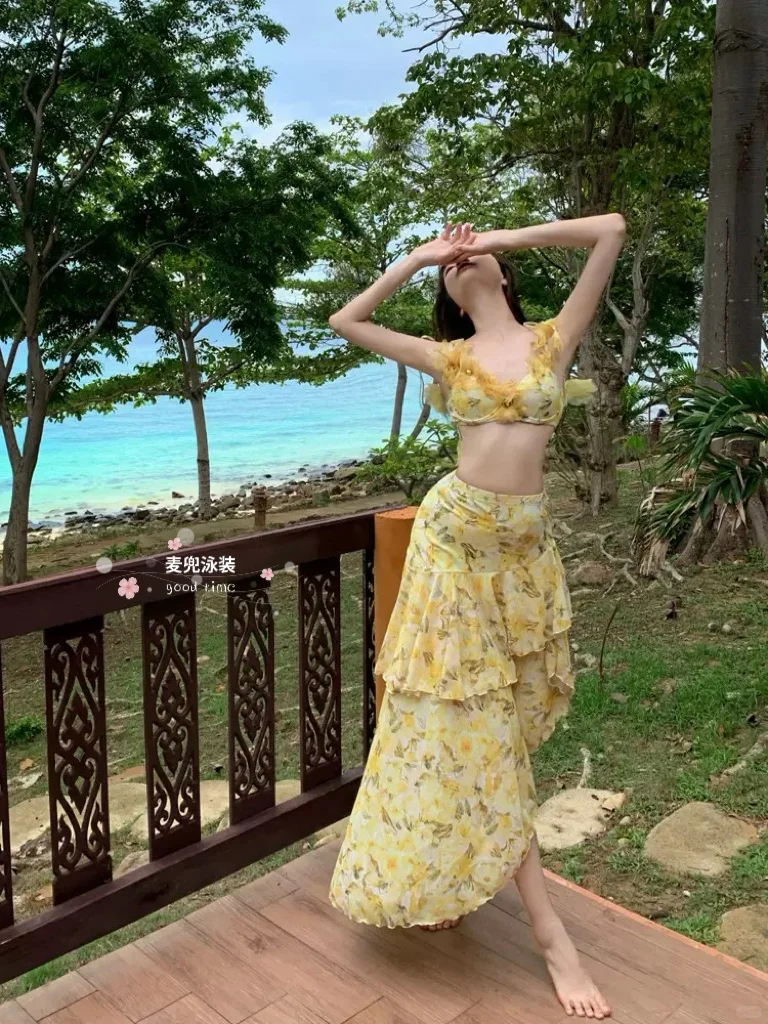 海岛度假仙女系泳衣🩱水出芙蓉氛围感比基尼