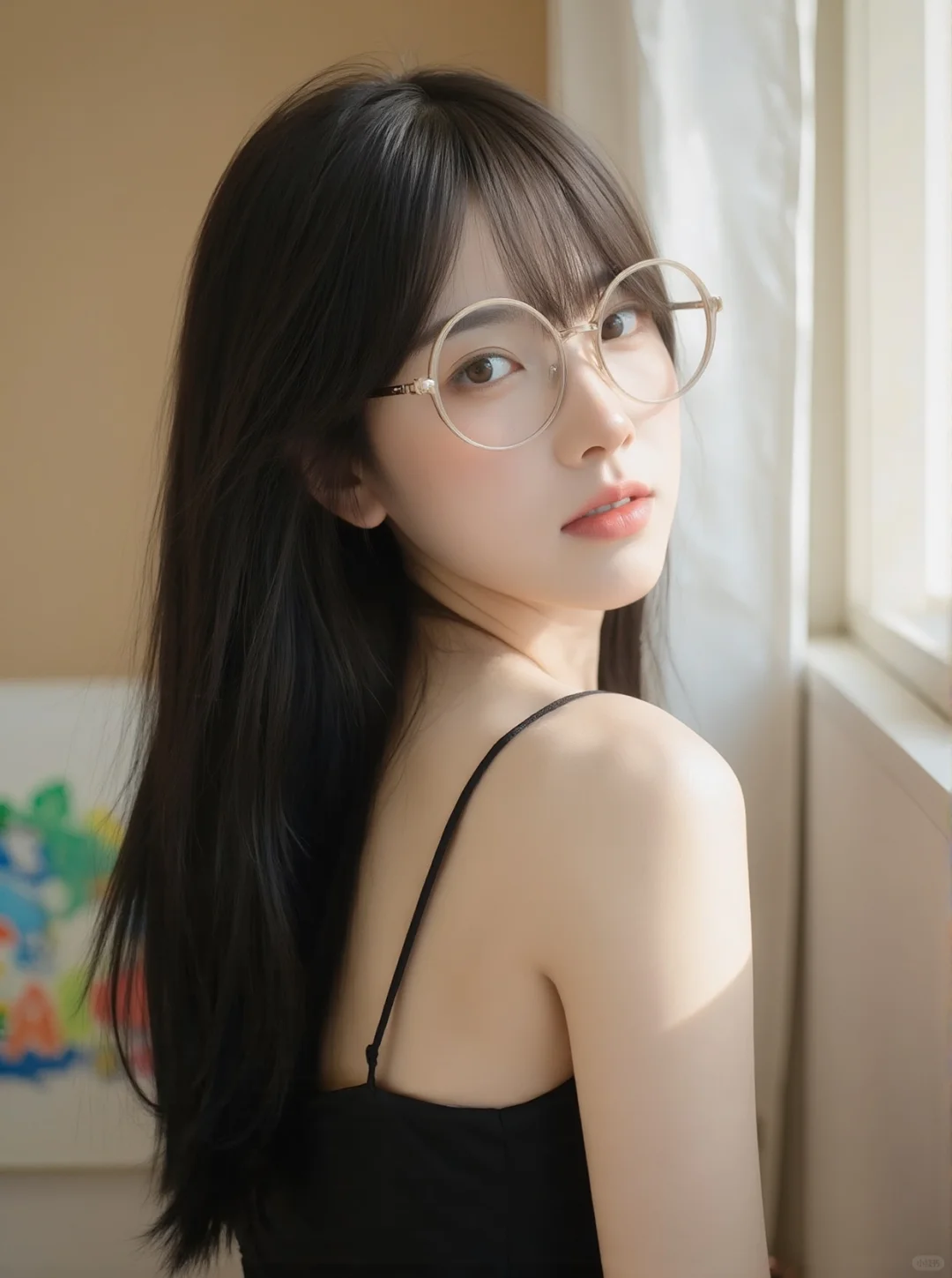 戴上眼镜人妻感十足
