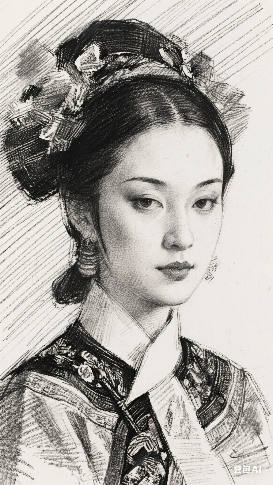 光与影的线条之美！黑白色画肖像