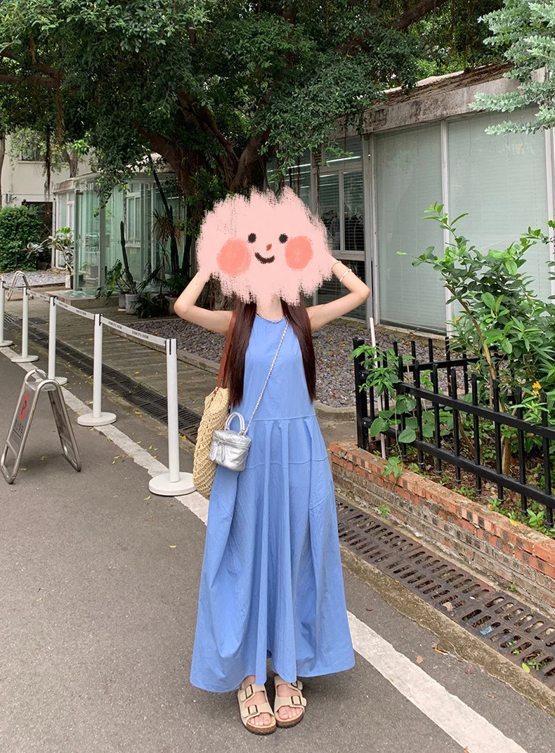 度假必备！蓝色飘逸长裙高性价比来袭