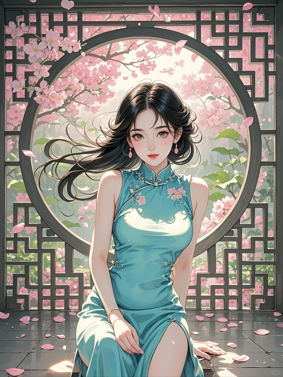 古风💕古风佳人，旗袍映花颜