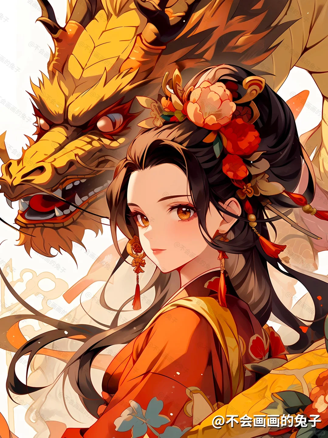 线稿分享｜女孩与龙