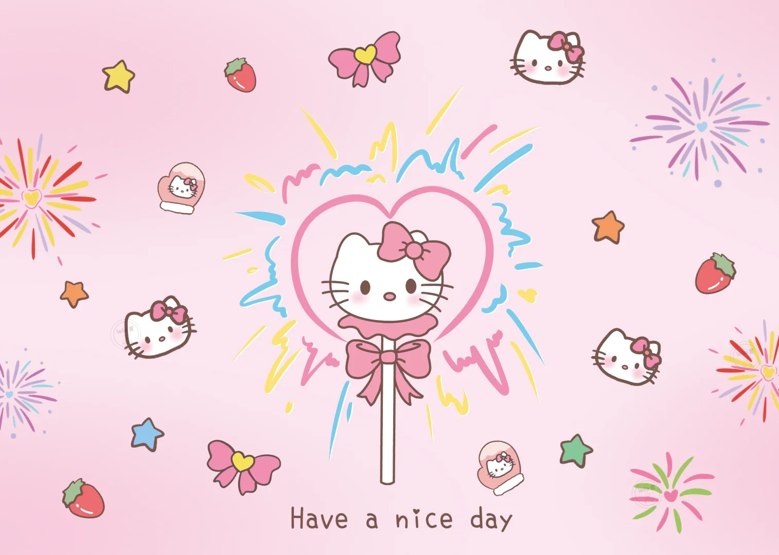 壁纸| 烟花凯蒂猫iPad壁纸套图