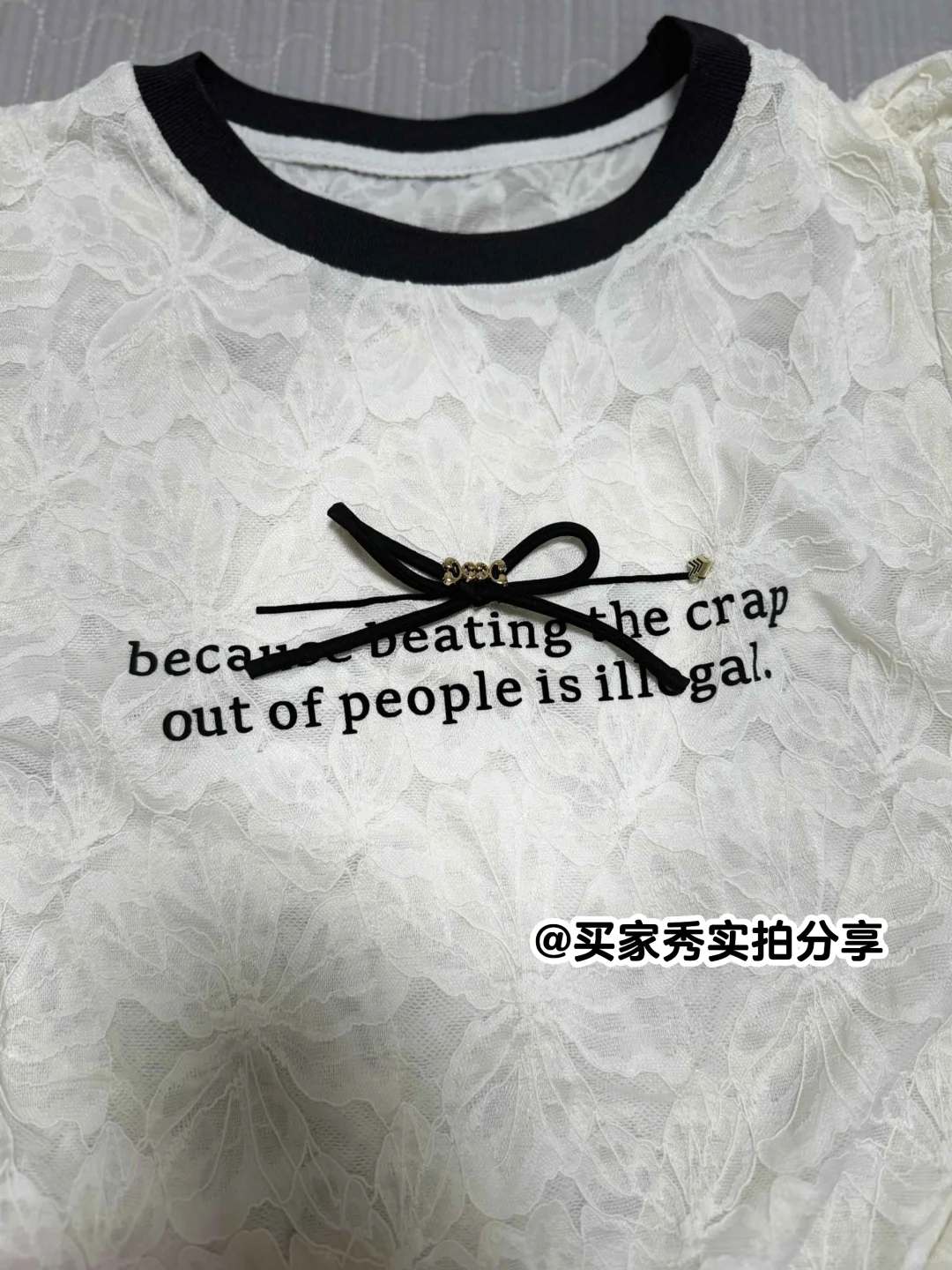 DFVC|🔗蝴蝶结蕾丝短袖上衣太好看啦~