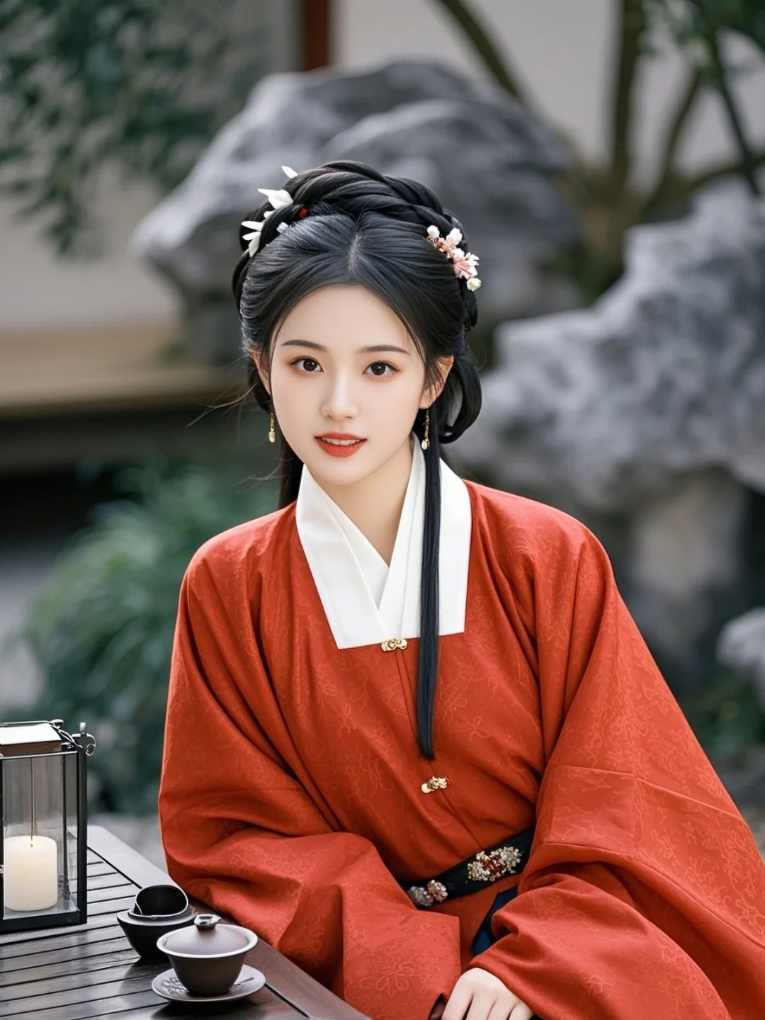 🌳中式茶韵与园林之美：古风写真新视角