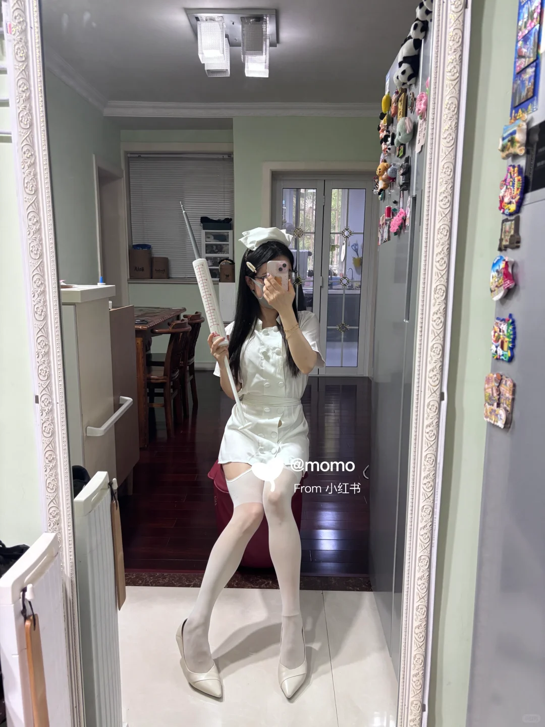 我的白色医美制服穿搭