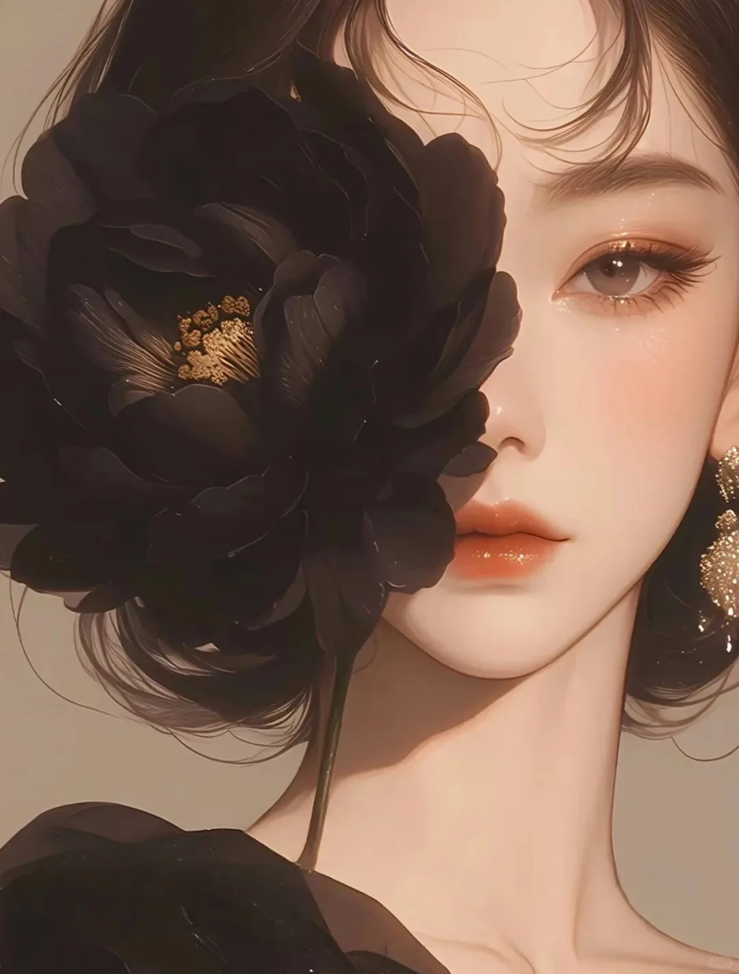 绝美黑色系女生头像