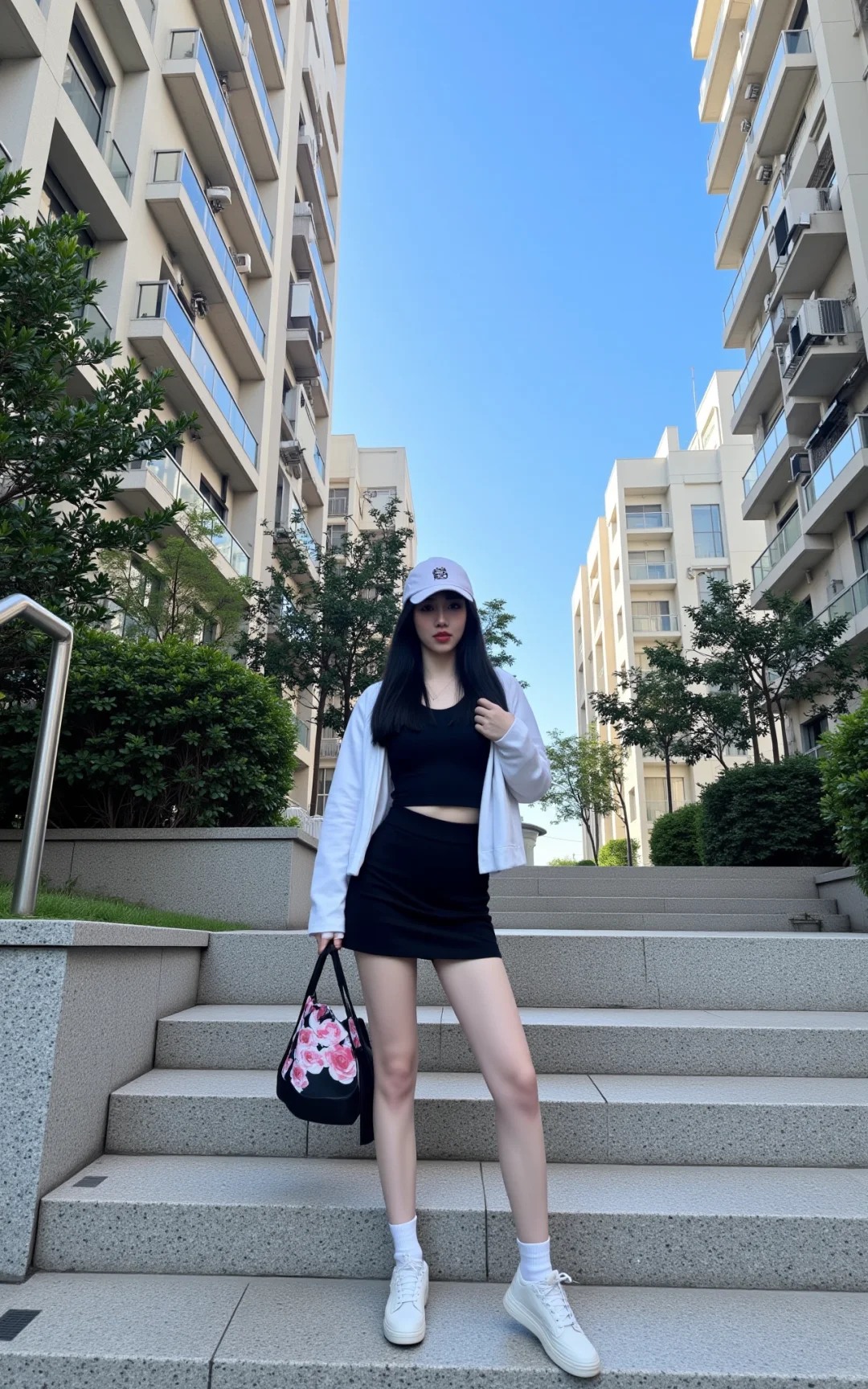 Ai女明星感站姿拍照巨显腿长