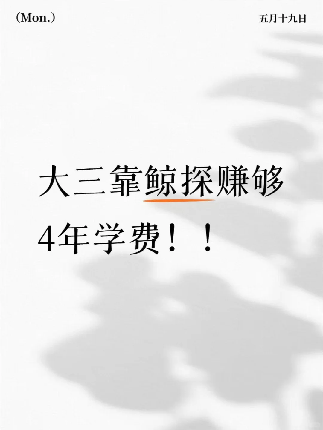 大三靠鲸探赚够四年学费‼️
