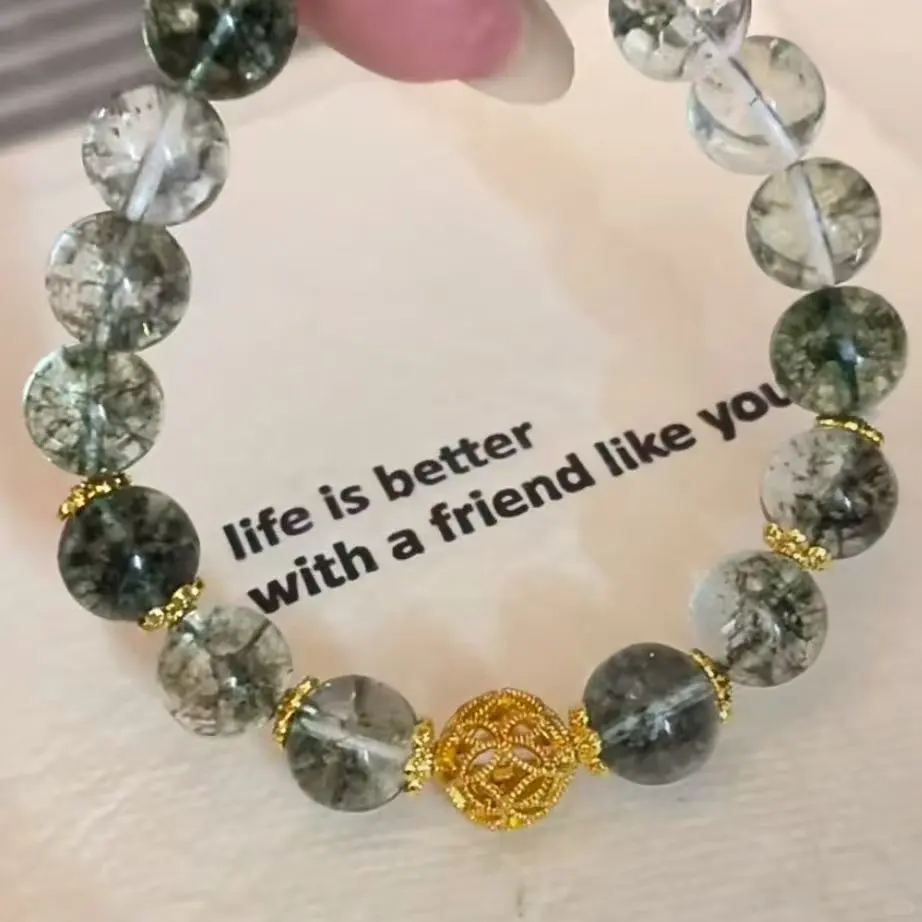 绿幽灵水晶手串绣球手链石英岩天然石女ins