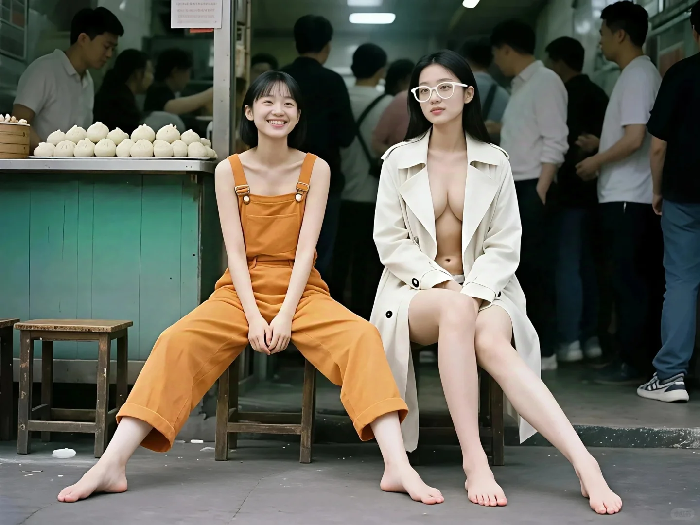 [AI生成]包子铺门口的少女