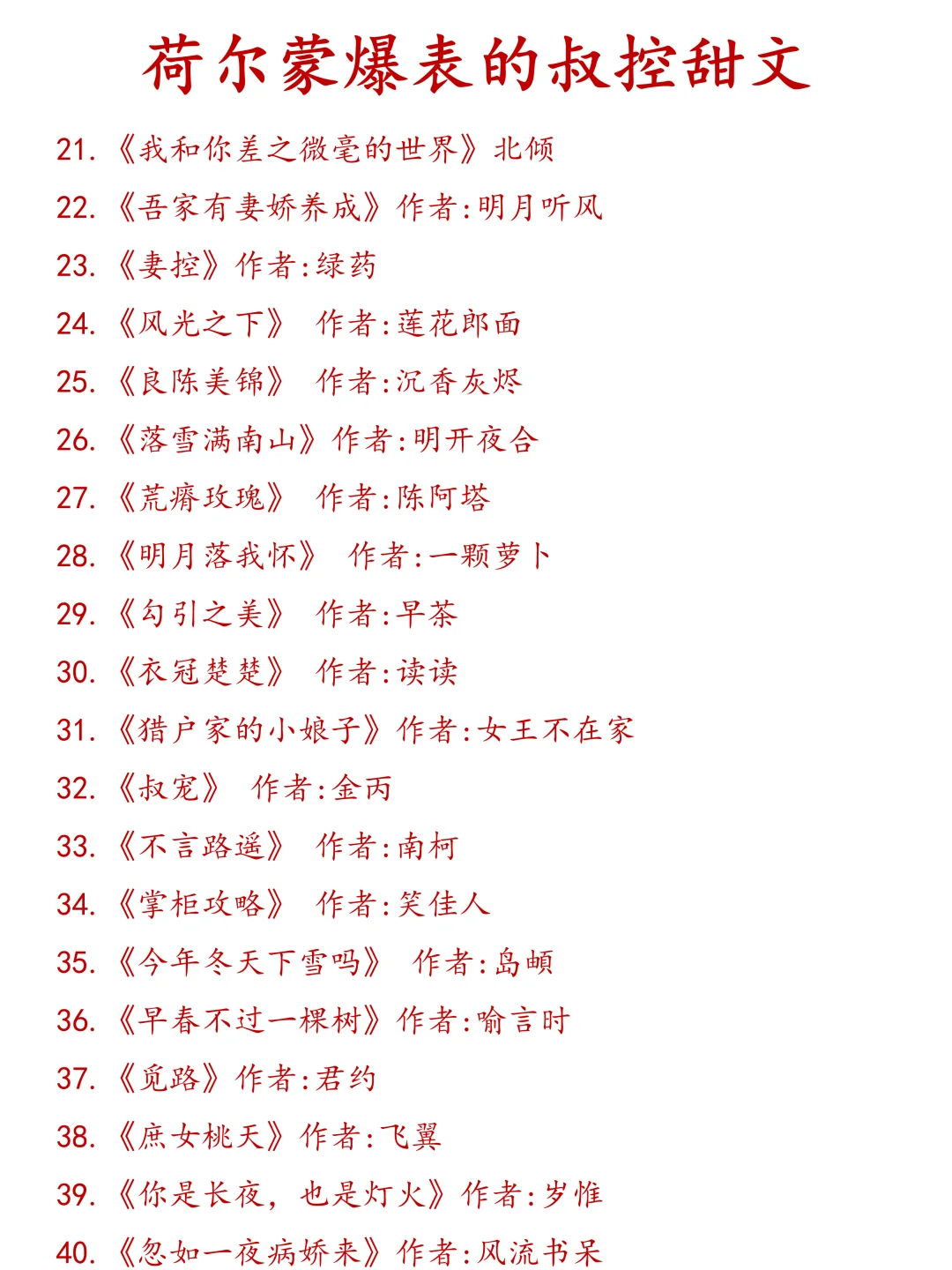 盘点四十本荷尔蒙爆棚的叔控甜文❗
