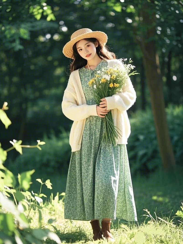 **森系田园风**：少女的心事散落在绿荫里