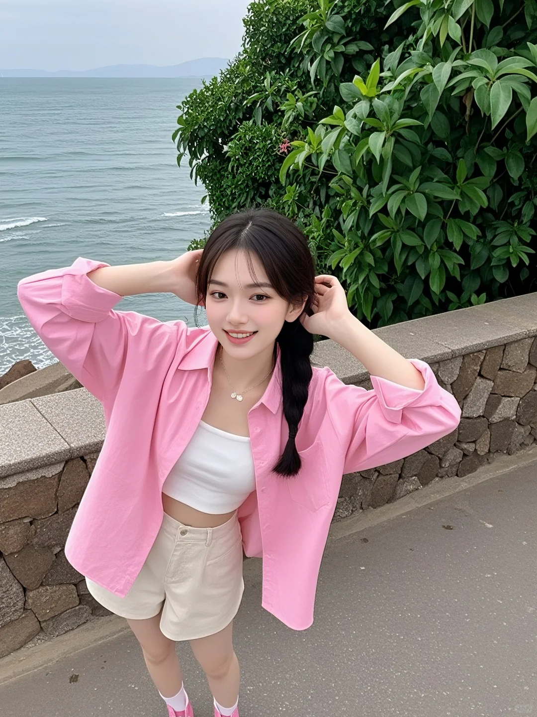 粉色少女心炸裂🌸海边漫画感穿搭直接封神