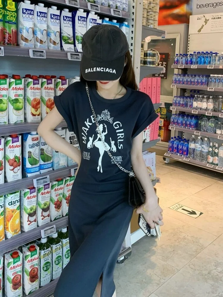 夏季纯欲显瘦印花连衣裙