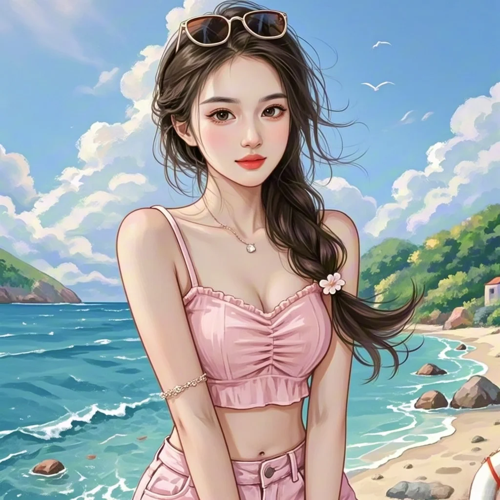 海边女生头像｜你总以为要烂尾了其实下一页