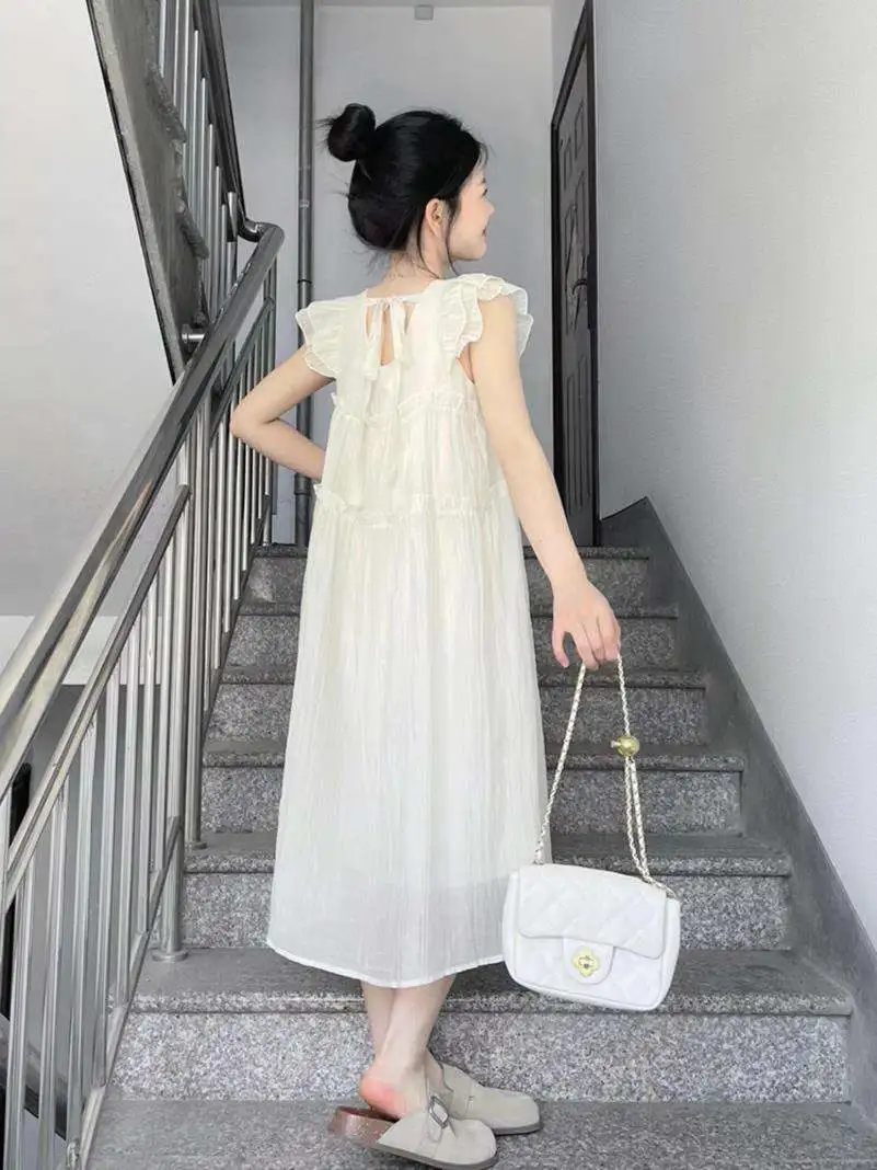 法式别致甜美小飞袖娃娃裙女设计感小众温柔