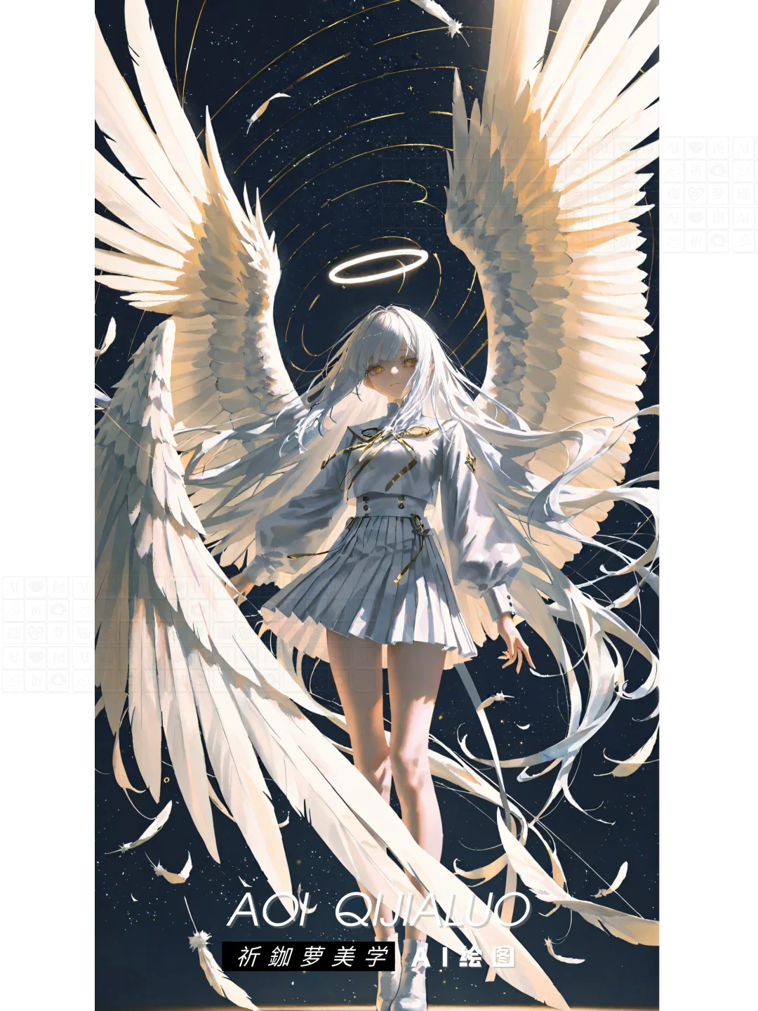 362🦋希望 六翼天使 少女头像插画壁纸