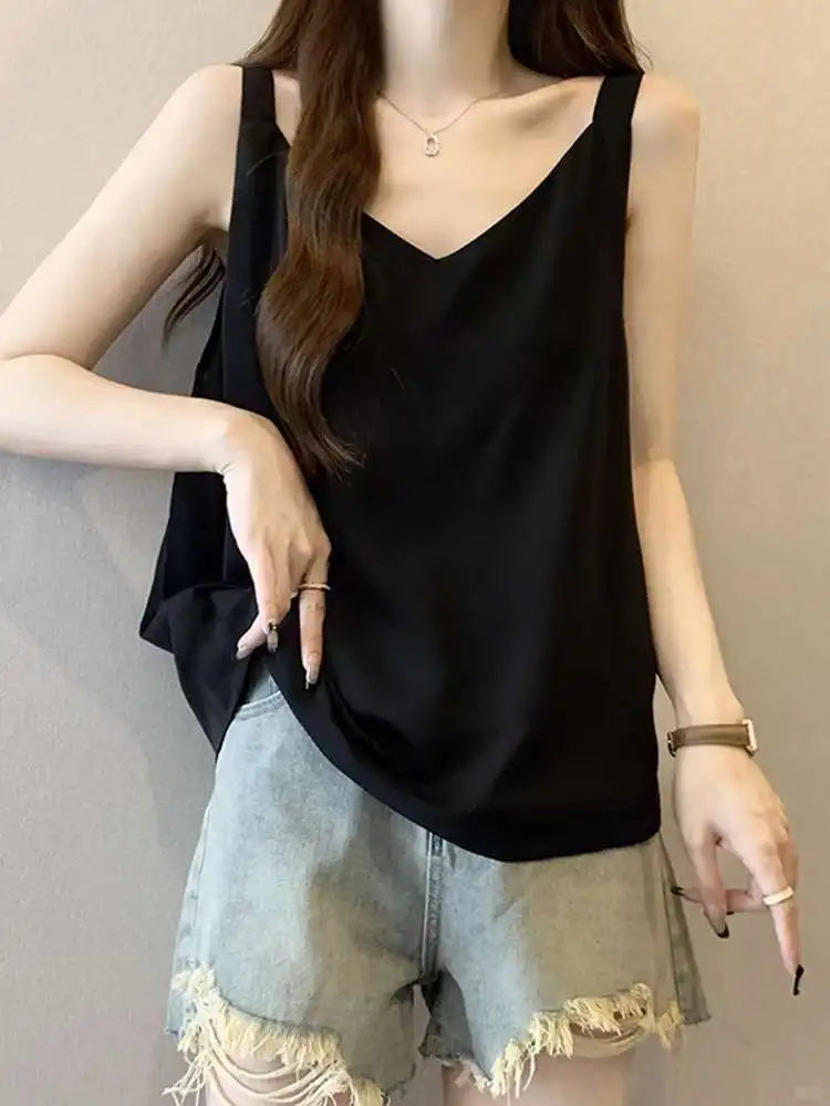 大码遮肚子无袖吊带背心女2025新款夏季