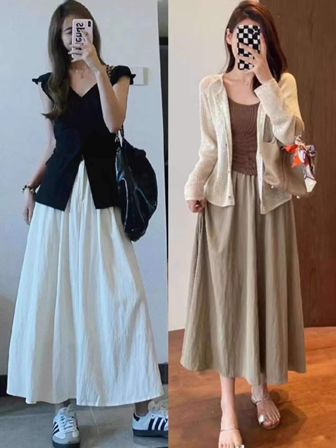 女生夏季梨形身材裙装时尚显瘦穿搭