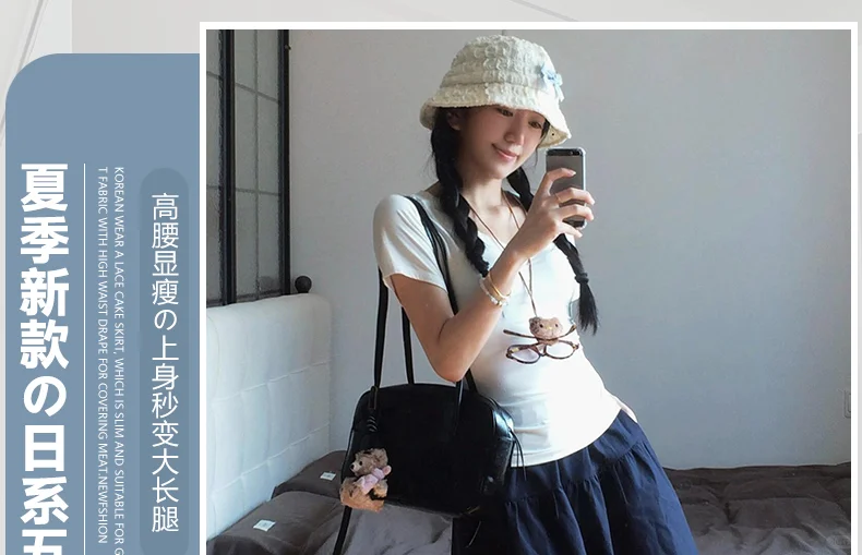 藏青色半身裙女夏季2025新款百搭a字工