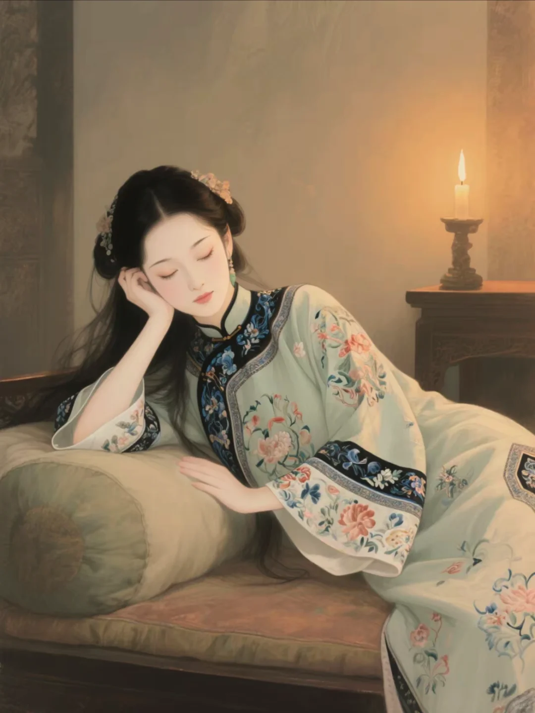 烛光篇｜美人卧榻，烛光暖暖，娴静优雅～